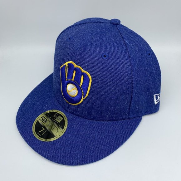 Milwaukee Brewers Heather Low Profile 7 1/2 59Fifty New Era Hat Fitted Cap - Picture 2 of 5